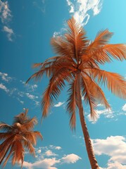 Blue sky and Palm Beach In Tropical Paradise, ultimate summer poster, created with generative ai