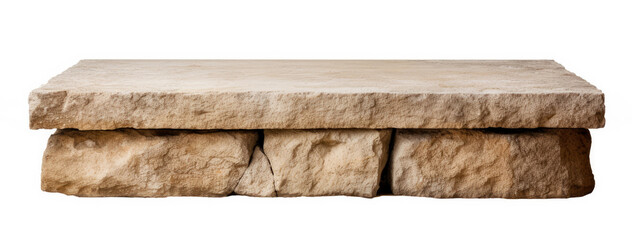 Stone table top isolated on white background. Clipping path included. High quality photo