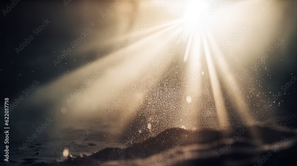 Poster Dust rays background. God rays in the textured air. Generated AI.