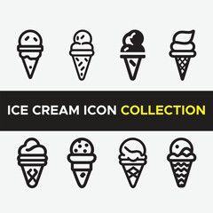 Ice Cream Logo Monogram, Ice cream set icon, vector illustration