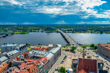 Riga, Latvia - July 7, 2017: Riga skyline on a sunny afternoon