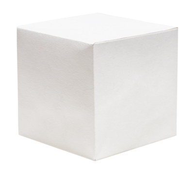 hand-crafted from paper cube three-dimensional geometric shape isolated on white background