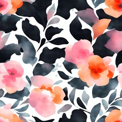 seamless background -nature flower- watercolor- hand painted illustration- seamless pattern. paper, cover, fabric, interior generative ai
