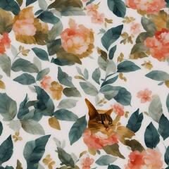 seamless background -nature flower- watercolor- hand painted illustration- seamless pattern. paper, cover, fabric, interior generative ai