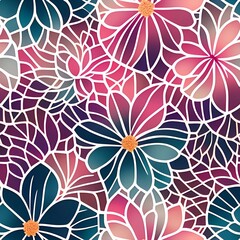 seamless background -nature flower- watercolor- hand painted illustration- seamless pattern. paper, cover, fabric, interior generative ai