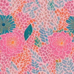seamless background -nature flower- watercolor- hand painted illustration- seamless pattern. paper, cover, fabric, interior generative ai