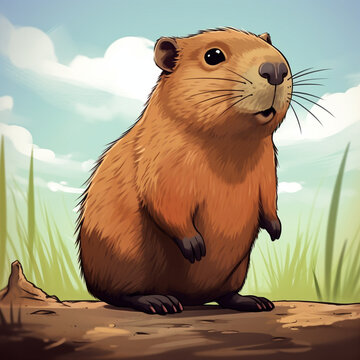 illustration of a very very small capybara 