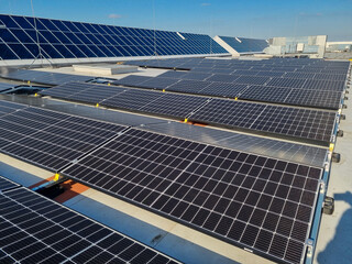 Solar panels installed on the office building
- 622023722