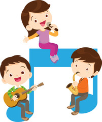 Children sing and Playing Musical instruments music kids