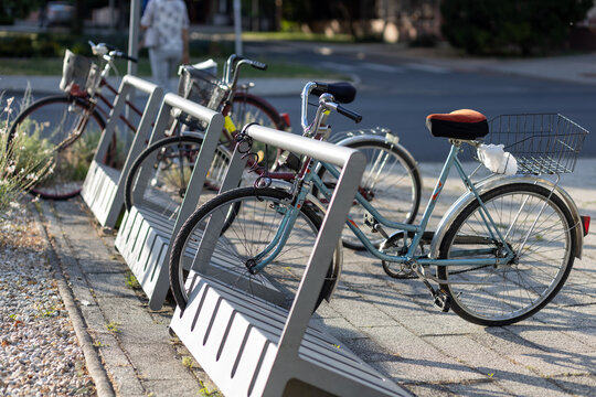 Bicycle parking on the street.