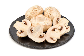 Champignons, close-up, isolated on white background.