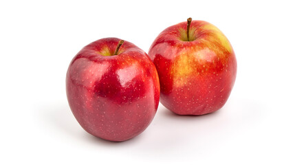 Shiny red apples, isolated on white background.
