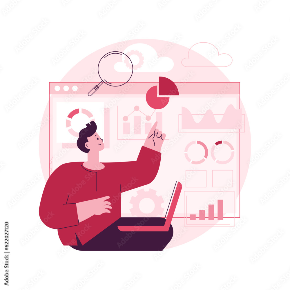 Poster data driven business model abstract concept vector illustration. data analytics, data-driven busines