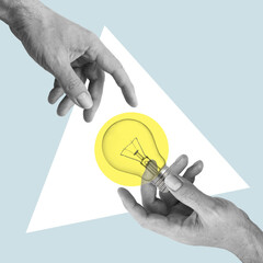 Creativity and new ideas in business. Art collage