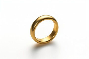 a gold wedding ring on a white background, created by Generative AI
