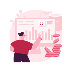 Data monetization abstract concept vector illustration. Data business strategy, information monetization, monetizing data services, selling database, source and analysis abstract metaphor.