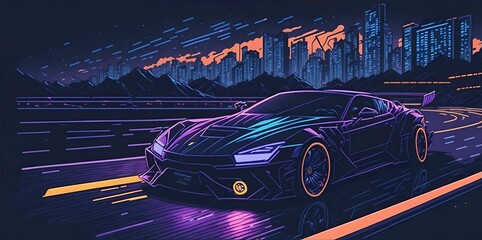 Beautiful car illustration. AI generated illustration