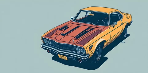 Foto auf Acrylglas Cartoon-Autos Beautiful car illustration. AI generated illustration