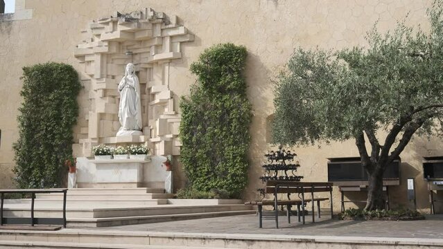 Madonna of Fatima statue, in front of the sanctuary, Verona Italy