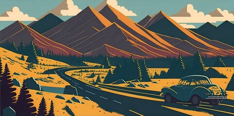Beautiful car illustration. AI generated illustration