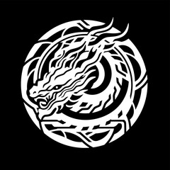 Dragon logo, crest black and white