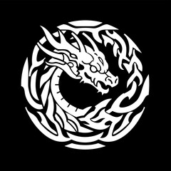 Dragon logo, crest black and white