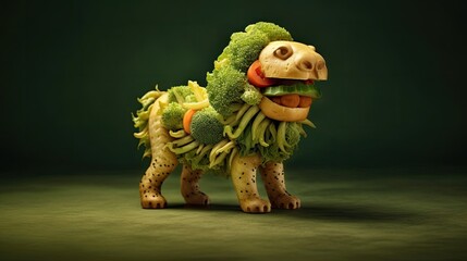 Funny vegetable monster on a green background. 3d rendering