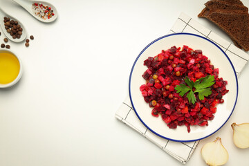 Concept of tasty food, cold dish - Vinaigrette salad