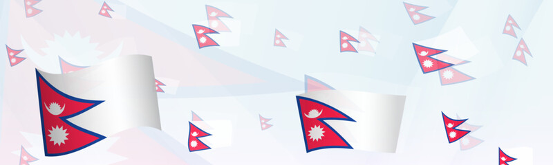 Nepal flag-themed abstract design on a banner. Abstract background design with National flags.