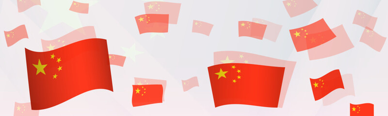 China flag-themed abstract design on a banner. Abstract background design with National flags.