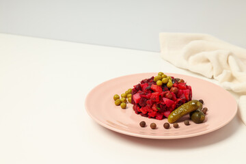 Concept of tasty food, cold dish - Vinaigrette salad