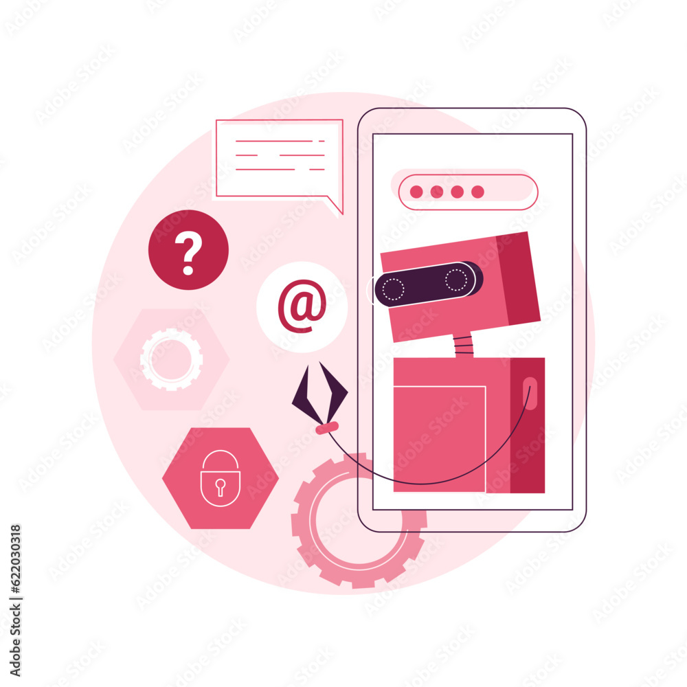 Poster chatbot artificial intelligence abstract concept vector illustration. artificial intelligence, chatb