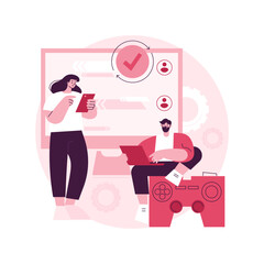 Cross-platform play abstract concept vector illustration. Remote games play, cross-platform online multiplayer, support any console, universal video game, all platform access abstract metaphor.