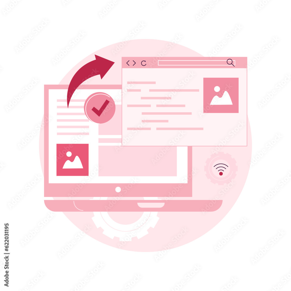 Poster cross-browser compatibility abstract concept vector illustration. multi-browser compatible, cross-br