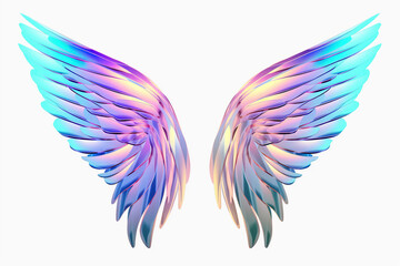 holographic angel wings on a white background Generative AI