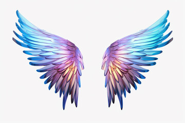 holographic angel wings on a white background Generative AI