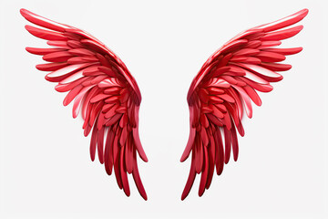 red angel wings on a white background Generative AI	
