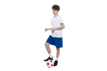 PNG,teenager with a ball, isolated on white background