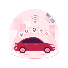 Autonomous car abstract concept vector illustration. Self-driving car, driverless robotic vehicle, sensor based technology, autonomous vehicle, self-operated, test-drive abstract metaphor.