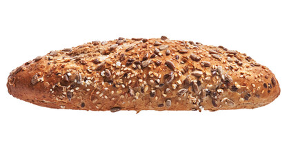  SIngle cereal wholemeal bread over white isolated background