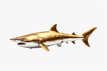 gold shark on a white background Generative AI	
