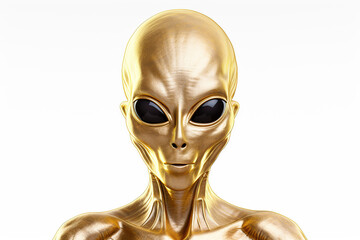 Fototapeta na wymiar gold alien on white background Generative AI 