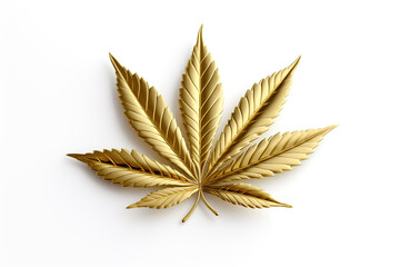 golden leaf marijuana on white background Generative AI	
