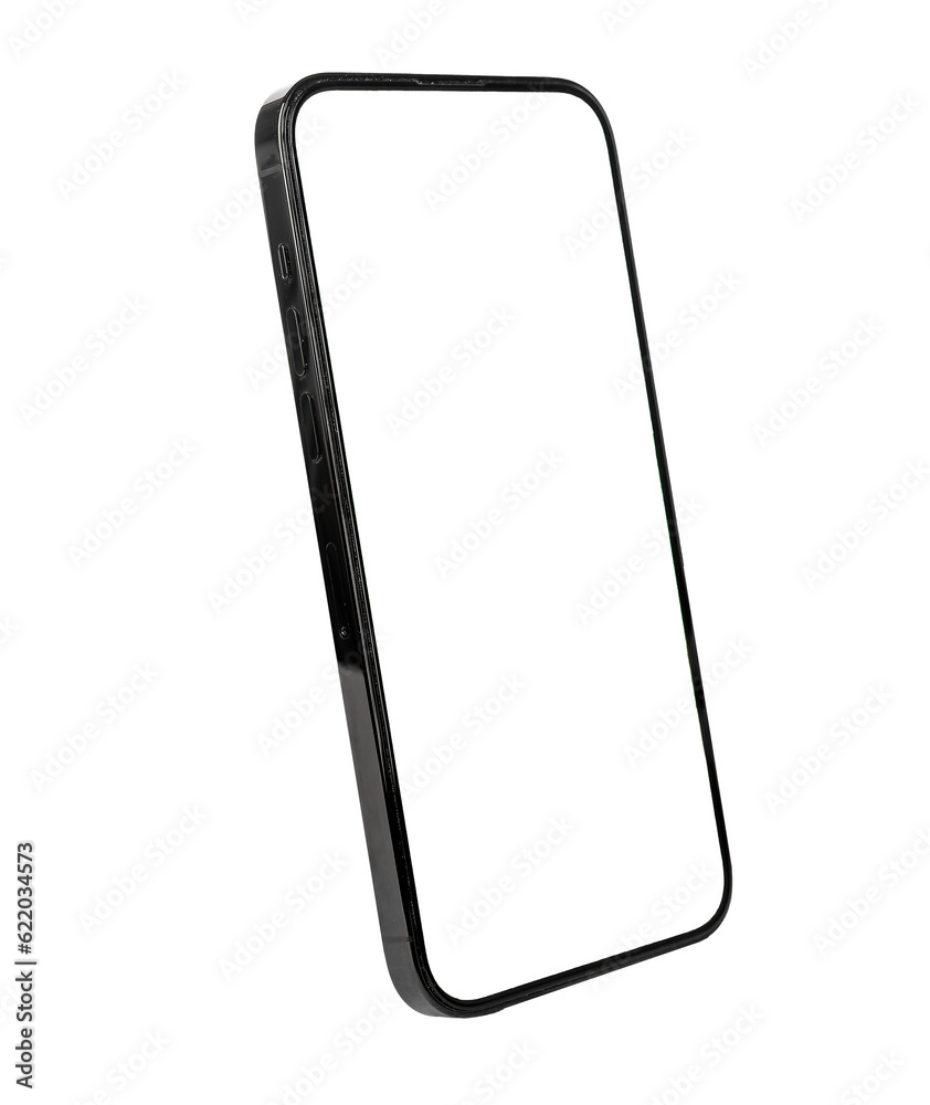 Poster mobile phone screen mock up isolated on white background