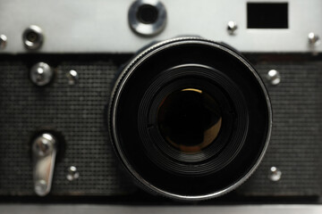 Concept of leisure and photo hobby with retro photo camera