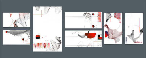 Poster design Japanese style templates set invitations to lines abstract background for book cover texture brochure