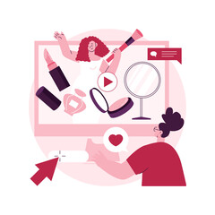 Beauty blogger abstract concept vector illustration. Blog content, homemade video production, beauty consultant, makeup advice, drugs and cosmetics review, how-to instructions abstract metaphor.