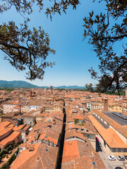 Ancient city of Lucca seen from above