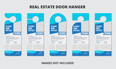Real estate agency business door hanger template, modern and  corporate door hanging design with 5 cutting styles