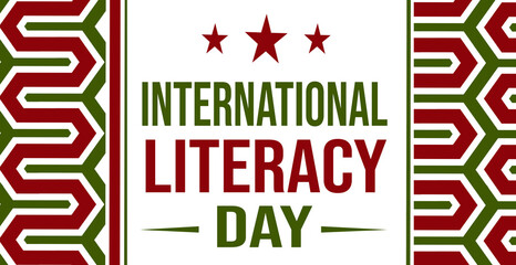 Obraz premium 8 September International Literacy Day. Poster, banner, flyer, greeting card with white background. Concept design for education holiday